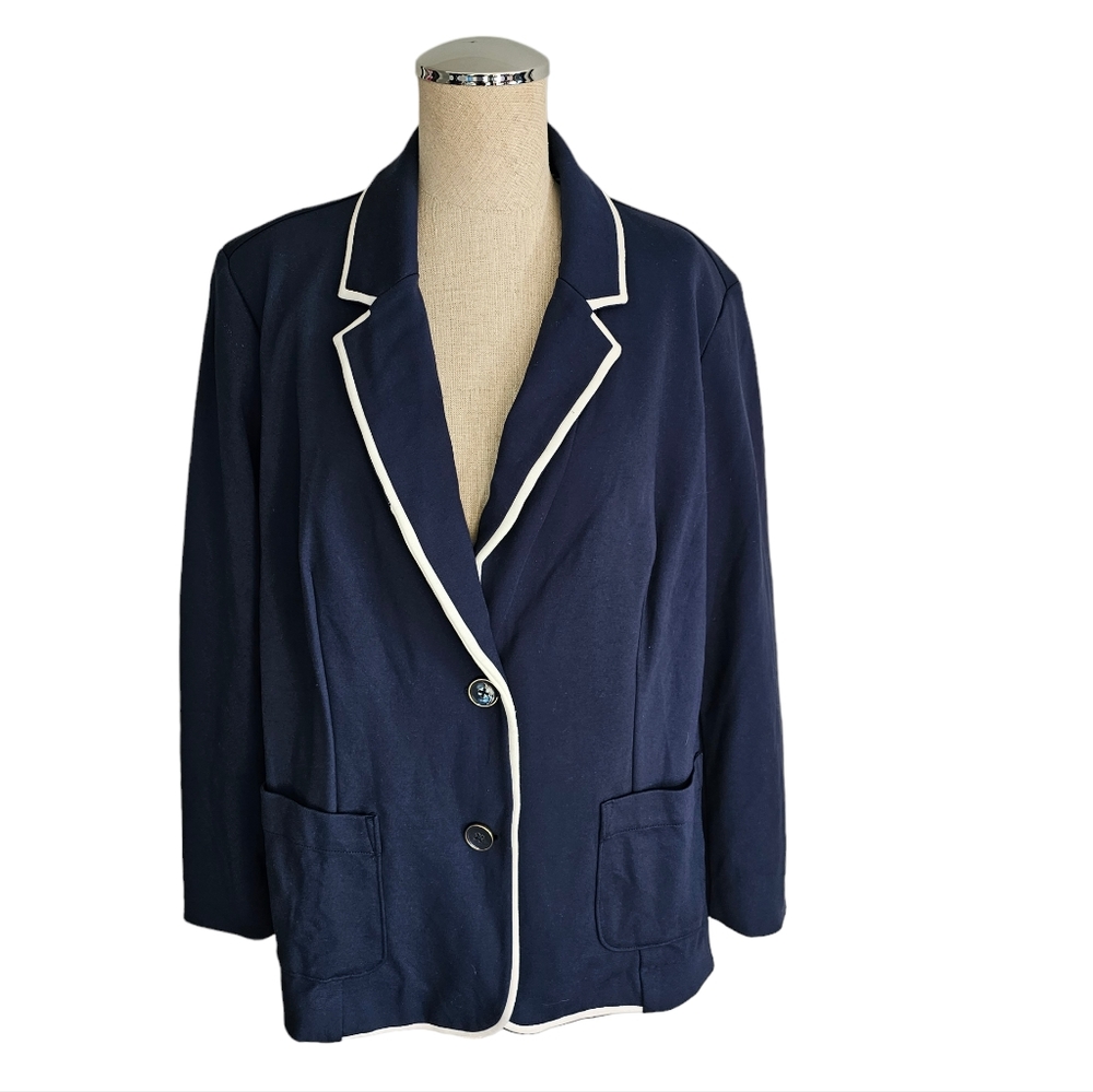 Rafaella Navy Blazer with White Piping